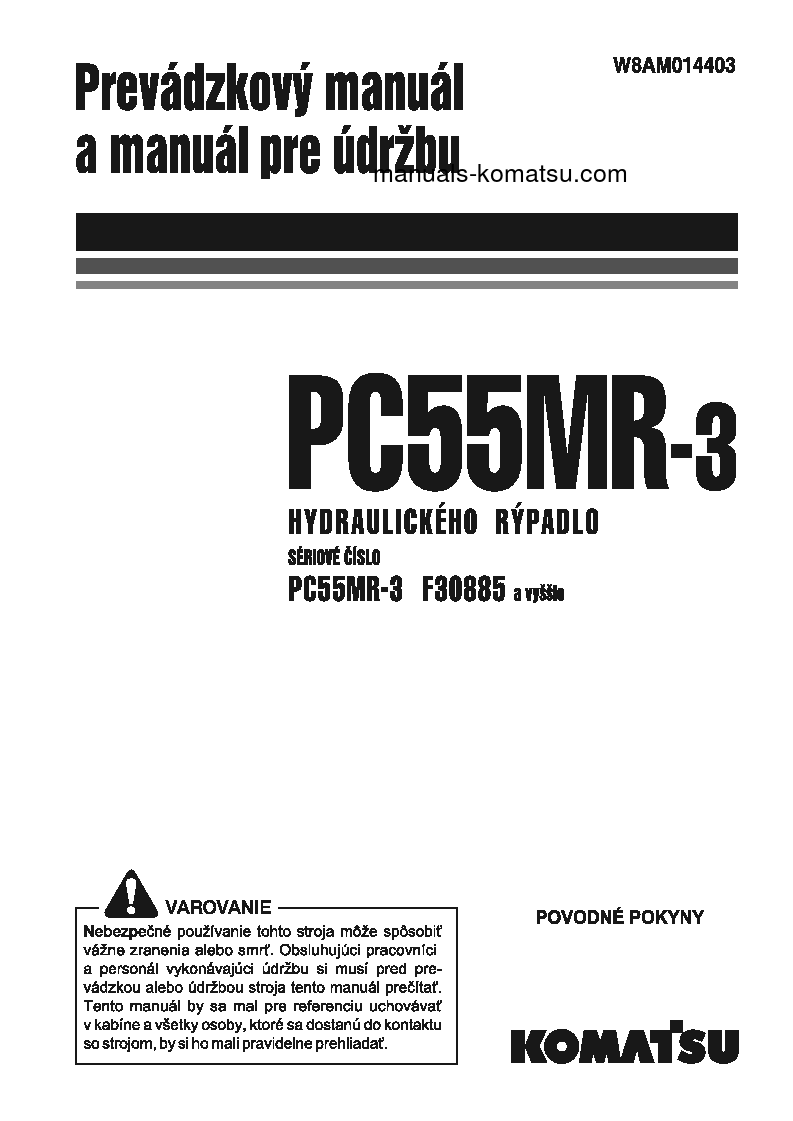 PC55MR-3(ITA) S/N F30885-UP Operation manual (Slovak)