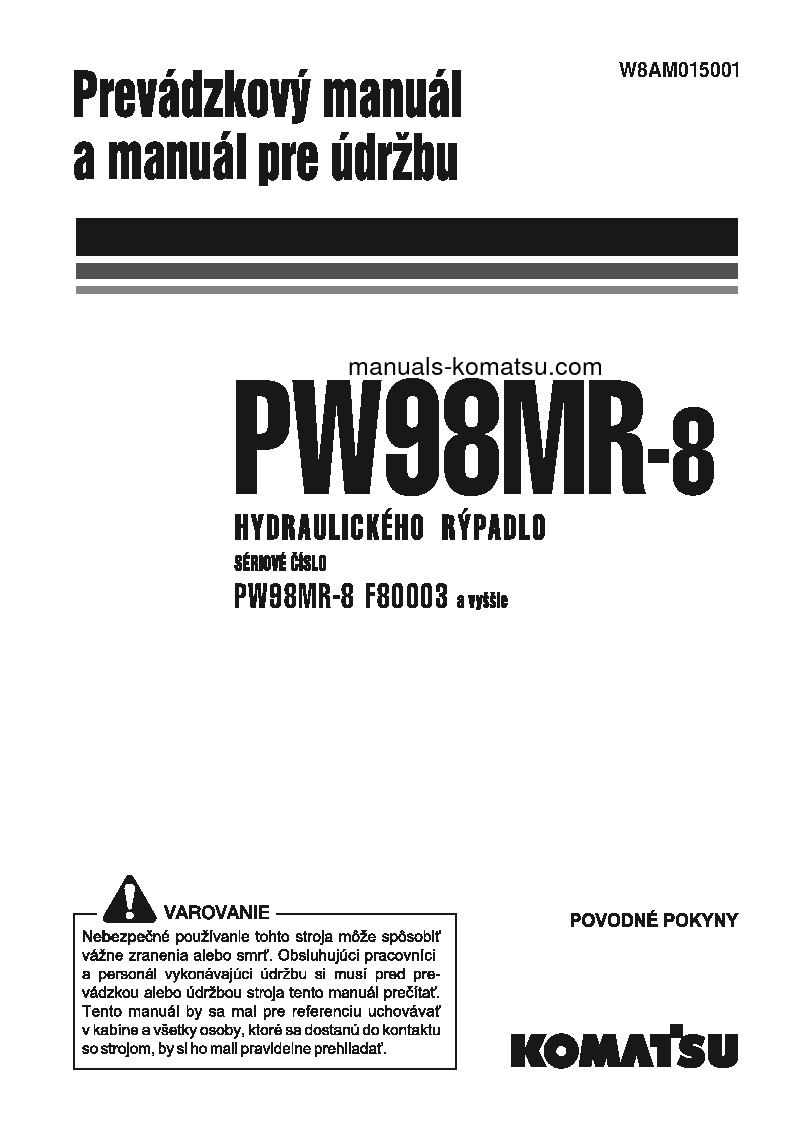 PW98MR-8(ITA) S/N F80003-UP Operation manual (Slovak)