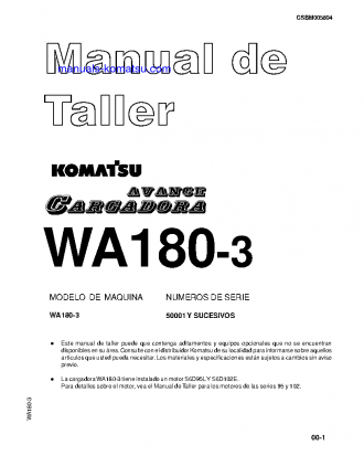 WA180-3(JPN) S/N 50001-UP Shop (repair) manual (Spanish)