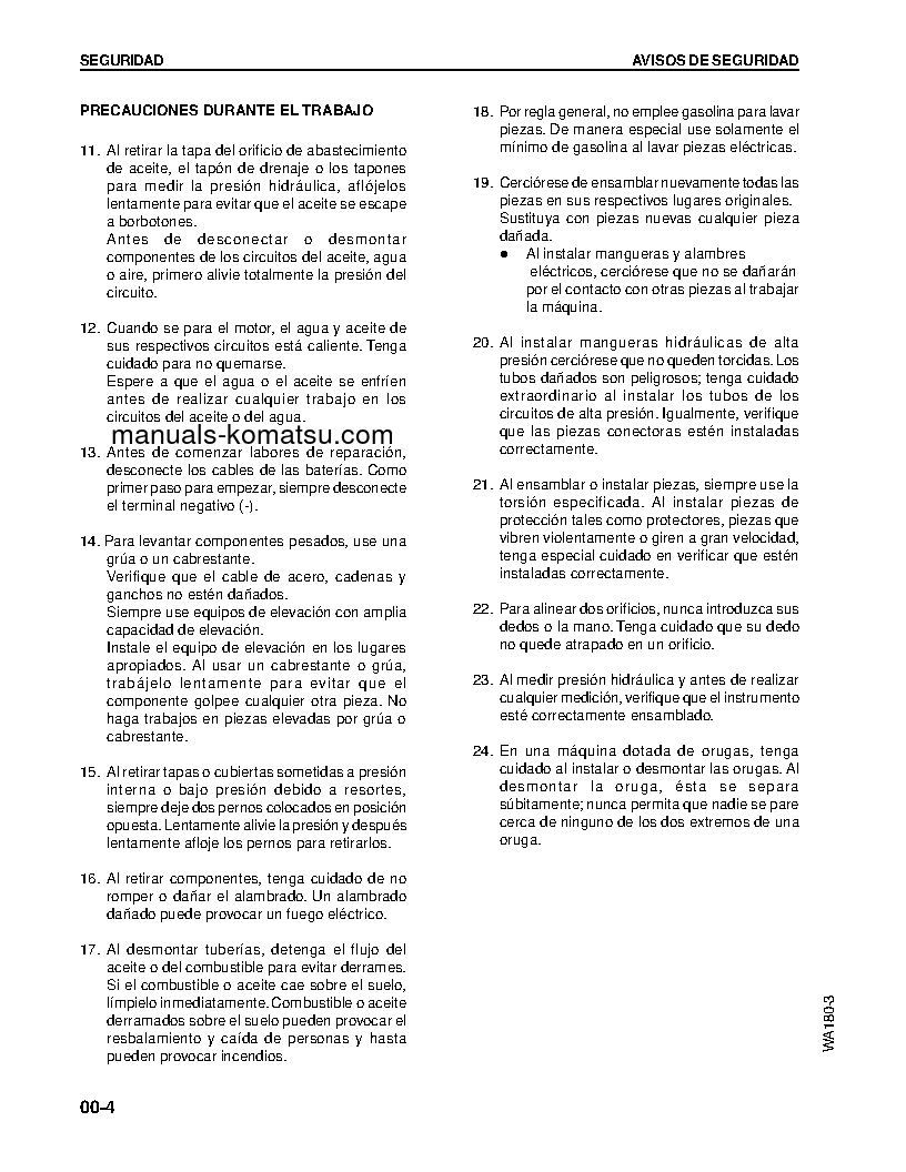 Protected: WA180-3(JPN) S/N 50001-UP Shop (repair) manual (Spanish)