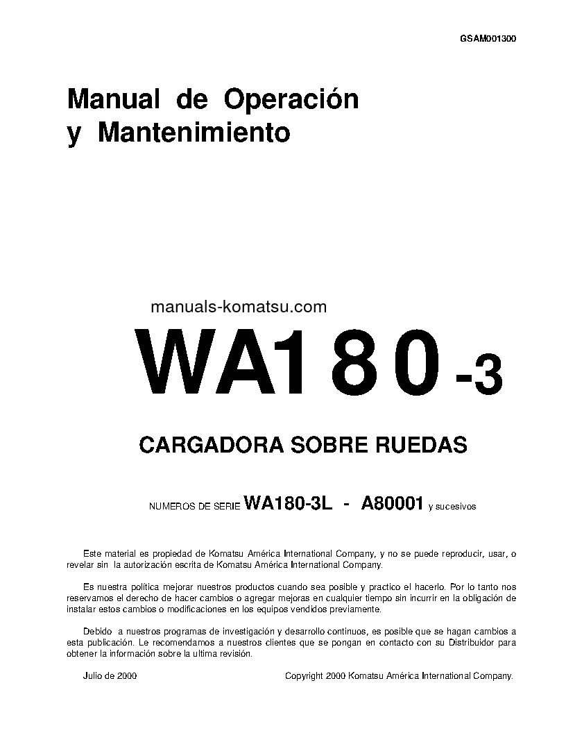 Protected: WA180-3(USA)-L S/N A80001-UP Operation manual (Spanish)