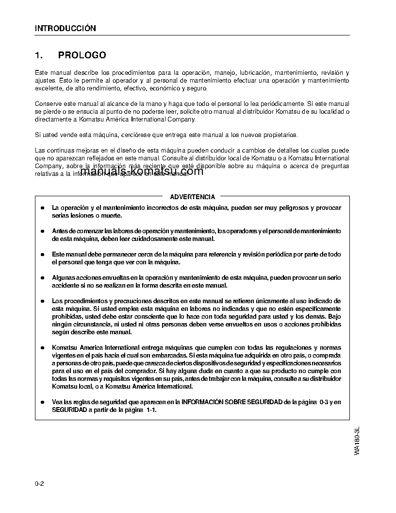 Protected: WA180-3(USA)-L S/N A80001-UP Operation manual (Spanish)