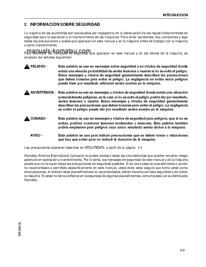 Protected: WA180-3(USA)-L S/N A80001-UP Operation manual (Spanish)