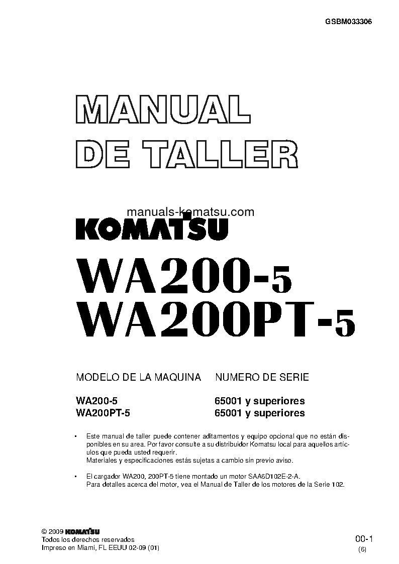 Protected: WA200L-5(JPN) S/N 65001-UP Shop (repair) manual (Spanish)