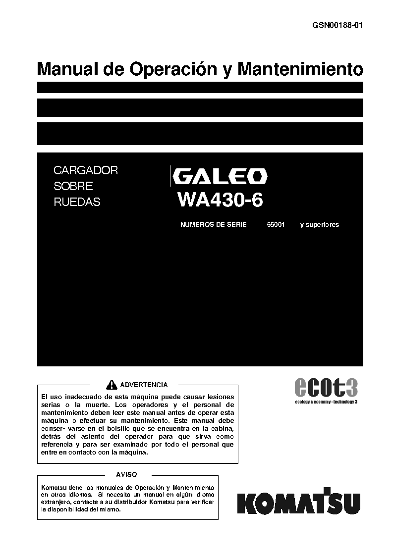 WA430-6(JPN) S/N 65001-UP Operation manual (Spanish)