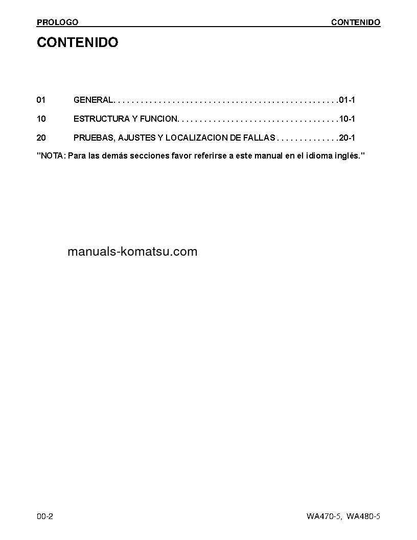 Protected: WA470-5(JPN) S/N 70001-UP Shop (repair) manual (Spanish)