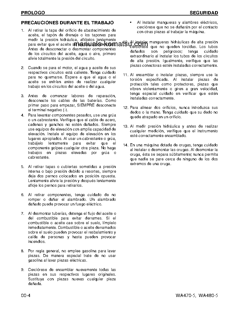 Protected: WA470-5(JPN) S/N 70001-UP Shop (repair) manual (Spanish)