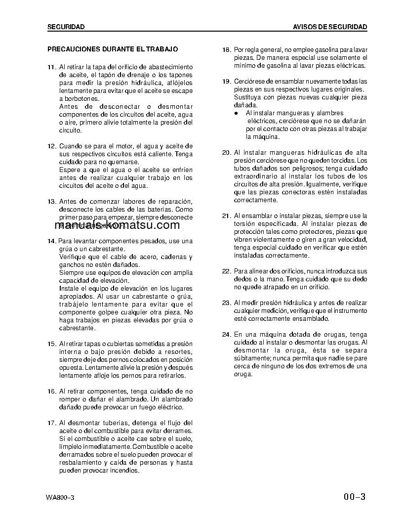 Protected: WA800-3(JPN) S/N 50001-UP Shop (repair) manual (Spanish)