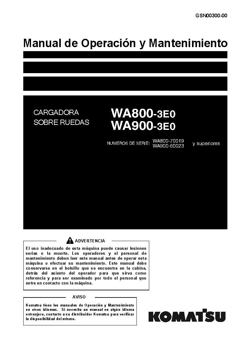 WA800-3(JPN)-E0 S/N 70019-UP Operation manual (Spanish)