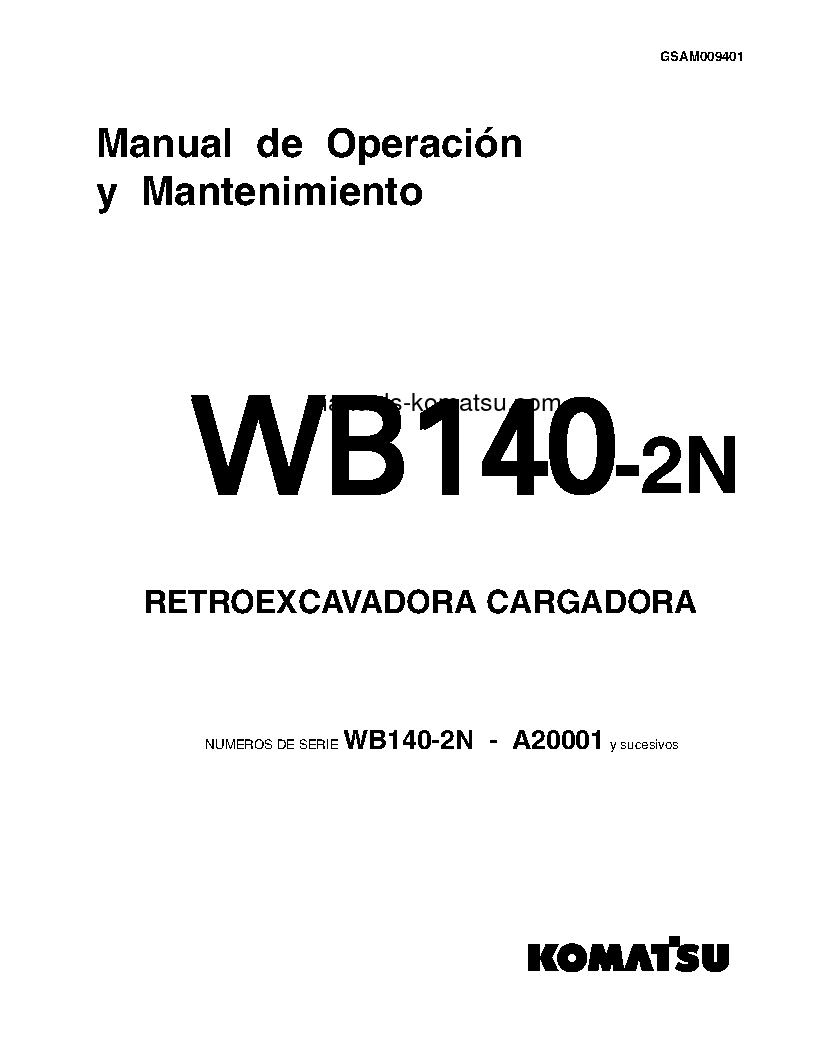 WB140-2(USA)-N S/N A20001-UP Operation manual (Spanish)