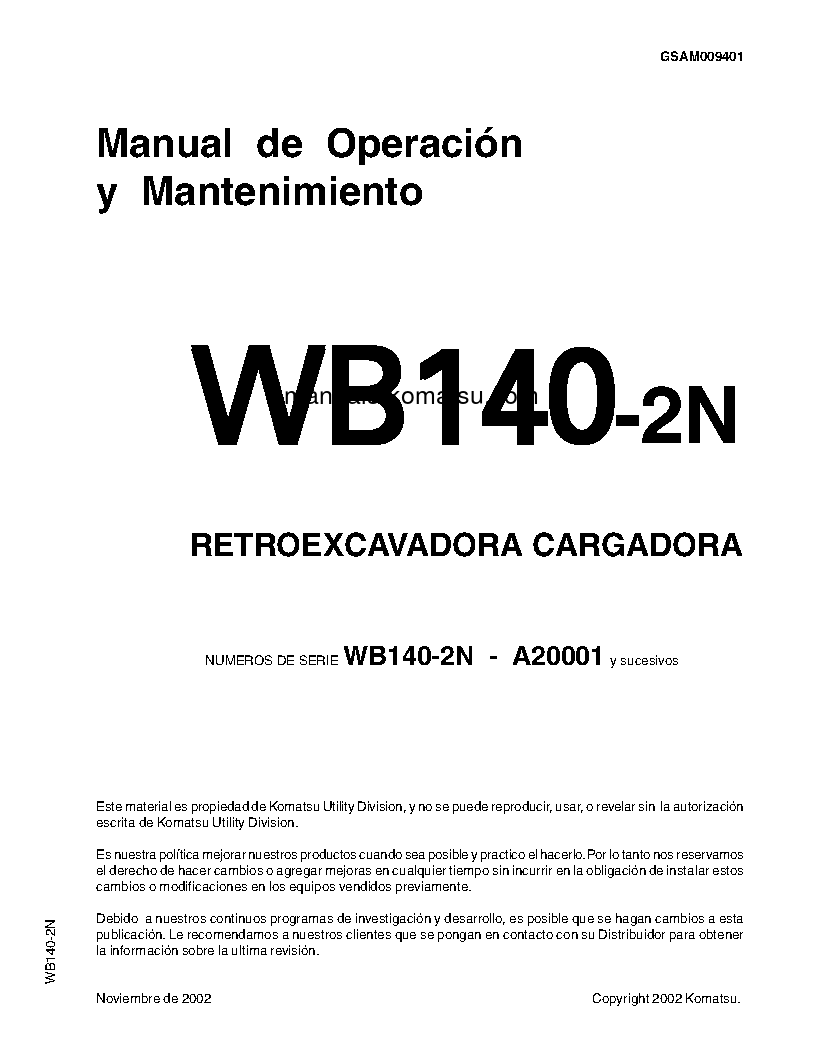 Protected: WB140-2(USA)-N S/N A20001-UP Operation manual (Spanish)