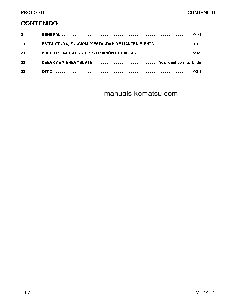 Protected: WB146-5(USA) S/N A23001-UP Shop (repair) manual (Spanish)