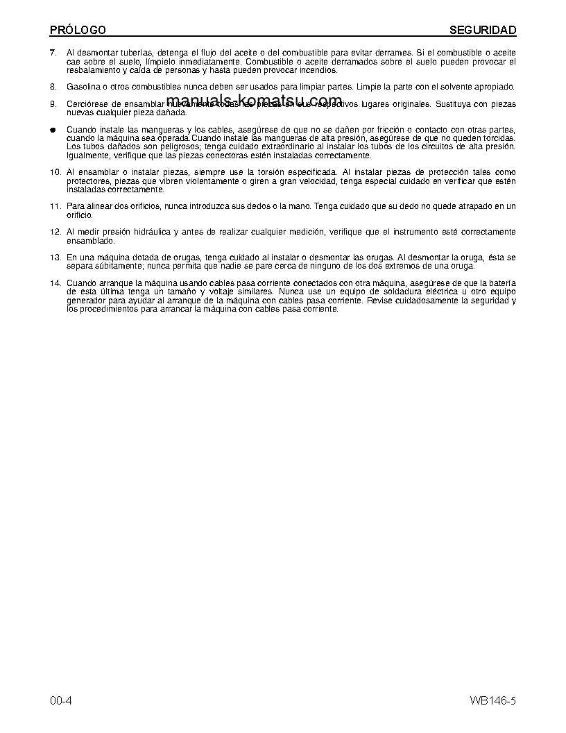 Protected: WB146-5(USA) S/N A23001-UP Shop (repair) manual (Spanish)