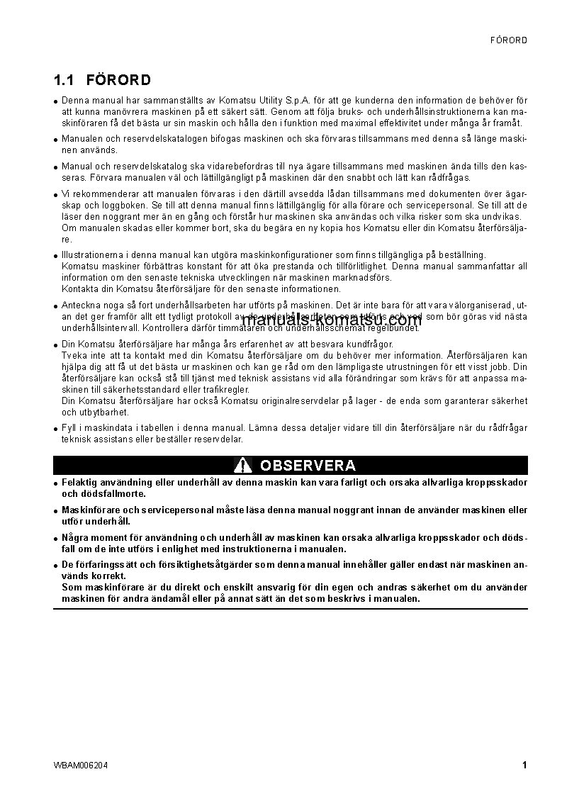 Protected: CK30-1(ITA) S/N F00198-UP Operation manual (Swedish)