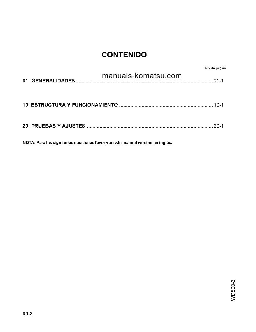 Protected: WD500-3(JPN) S/N 50001-UP Shop (repair) manual (Spanish)