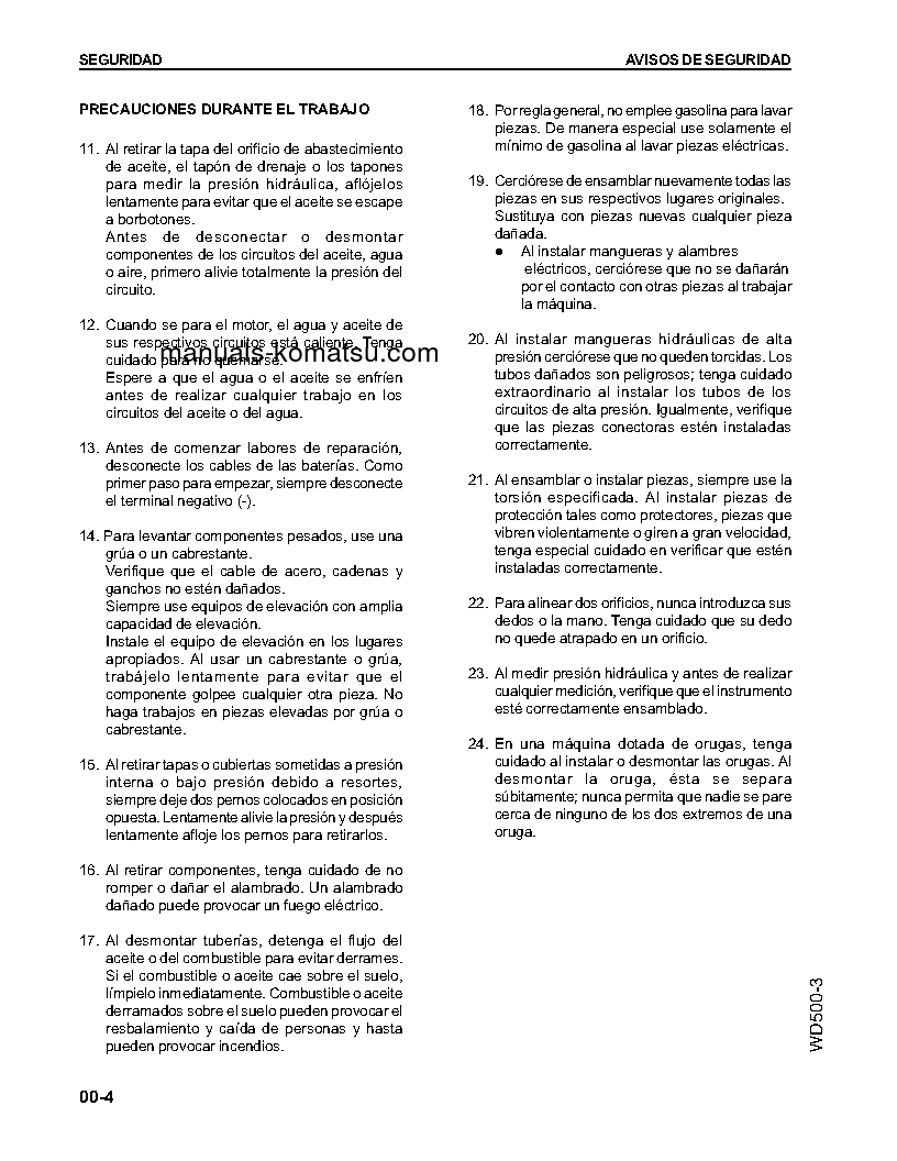 Protected: WD500-3(JPN) S/N 50001-UP Shop (repair) manual (Spanish)