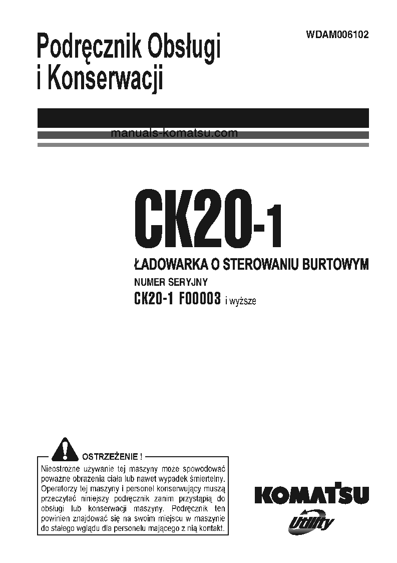 CK20-1(ITA) S/N F00003-F00270 Operation manual (Polish)