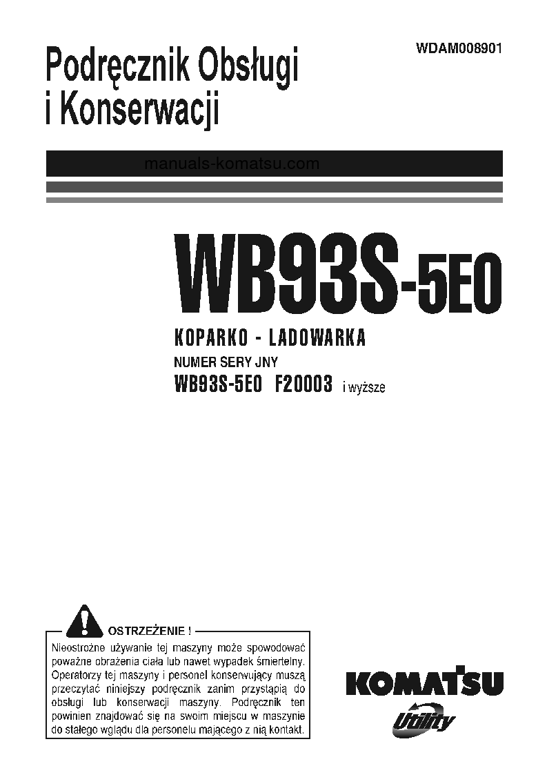 WB93S-5(ITA)-TIER 3 S/N F20003-UP Operation manual (Polish)