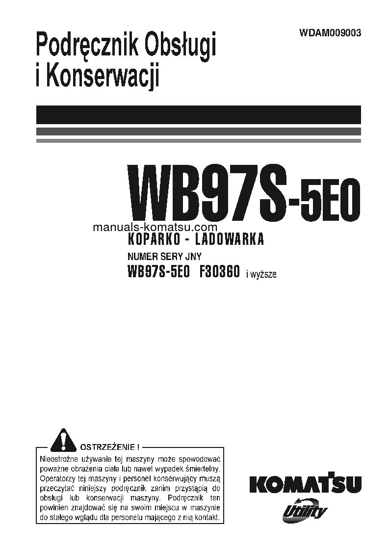 WB97S-5(ITA)-TIER 3 S/N F30360-UP Operation manual (Polish)