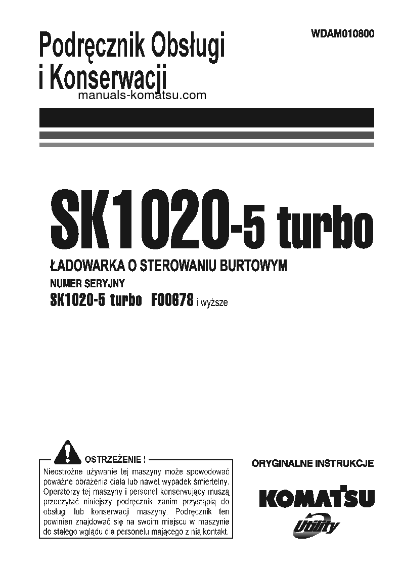 SK1020-5(ITA)-TURBO S/N F00678-UP Operation manual (Polish)