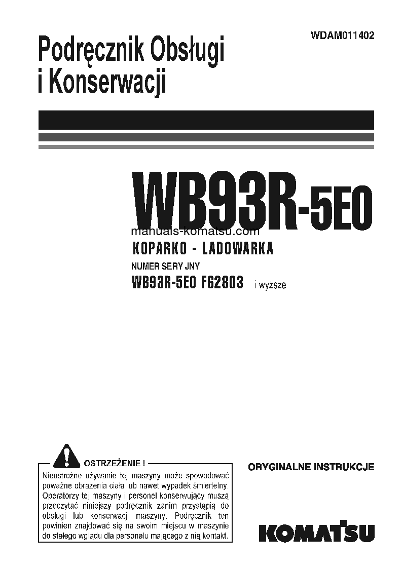 WB93R-5(ITA)-TIER 3 S/N F62803-UP Operation manual (Polish)