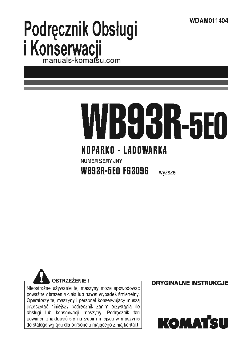 WB93R-5(ITA)-TIER 3 S/N F63096-UP Operation manual (Polish)