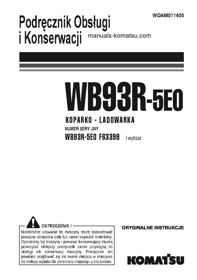 WB93R-5(ITA)-TIER 3 S/N F63399-UP Operation manual (Polish)