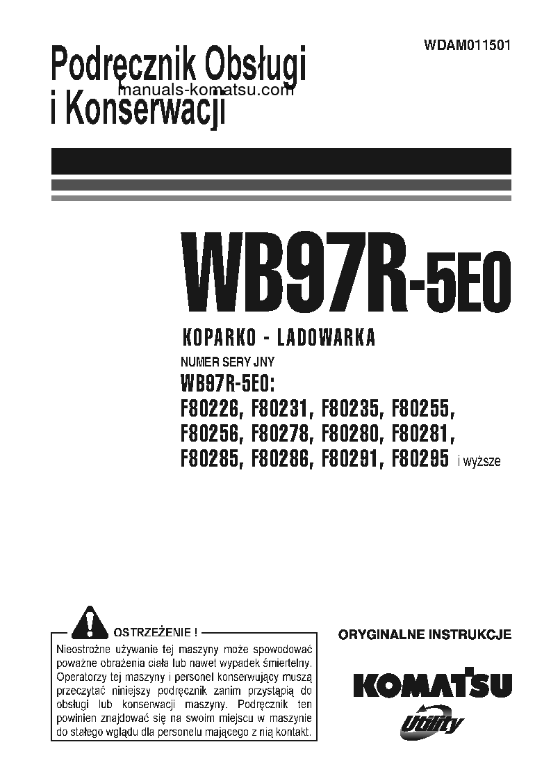 WB97R-5(ITA)-TIER 3 S/N F80278-F80278 Operation manual (Polish)