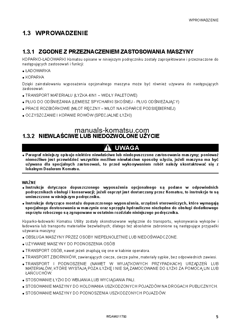 Protected: WB97S-5(ITA)-TIER 3 S/N F30451-UP Operation manual (Polish)