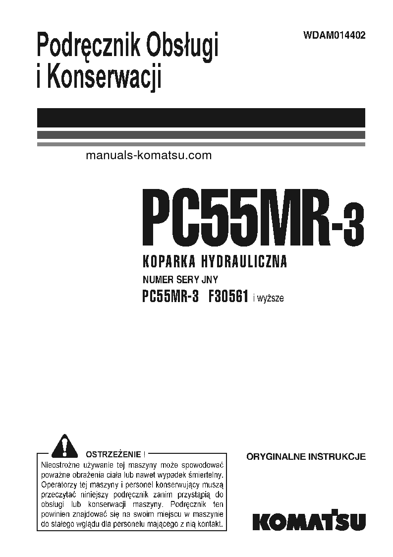 PC55MR-3(ITA) S/N F30561-UP Operation manual (Polish)