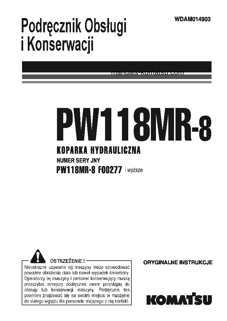 PW118MR-8(ITA) S/N F00277-UP Operation manual (Polish)