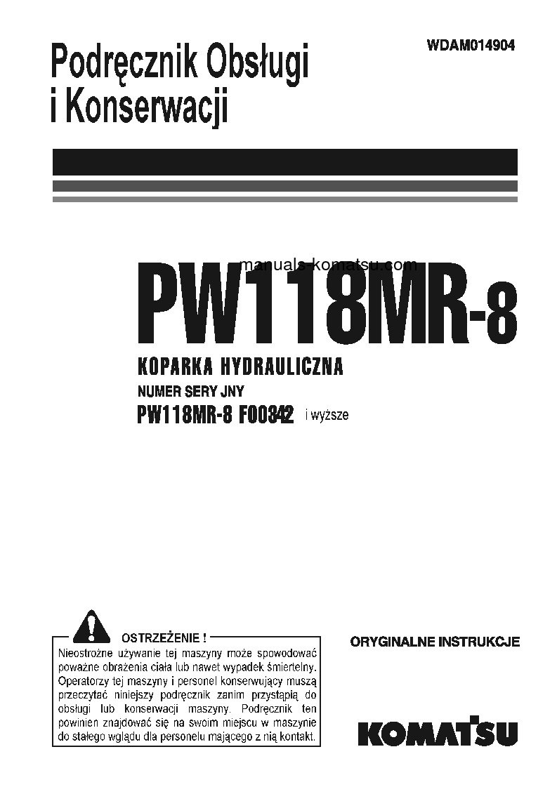 PW118MR-8(ITA) S/N F00342-UP Operation manual (Polish)