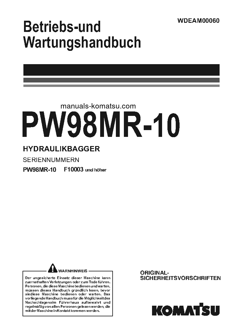 PW98MR-10(ITA) S/N F10003-UP Operation manual (German)