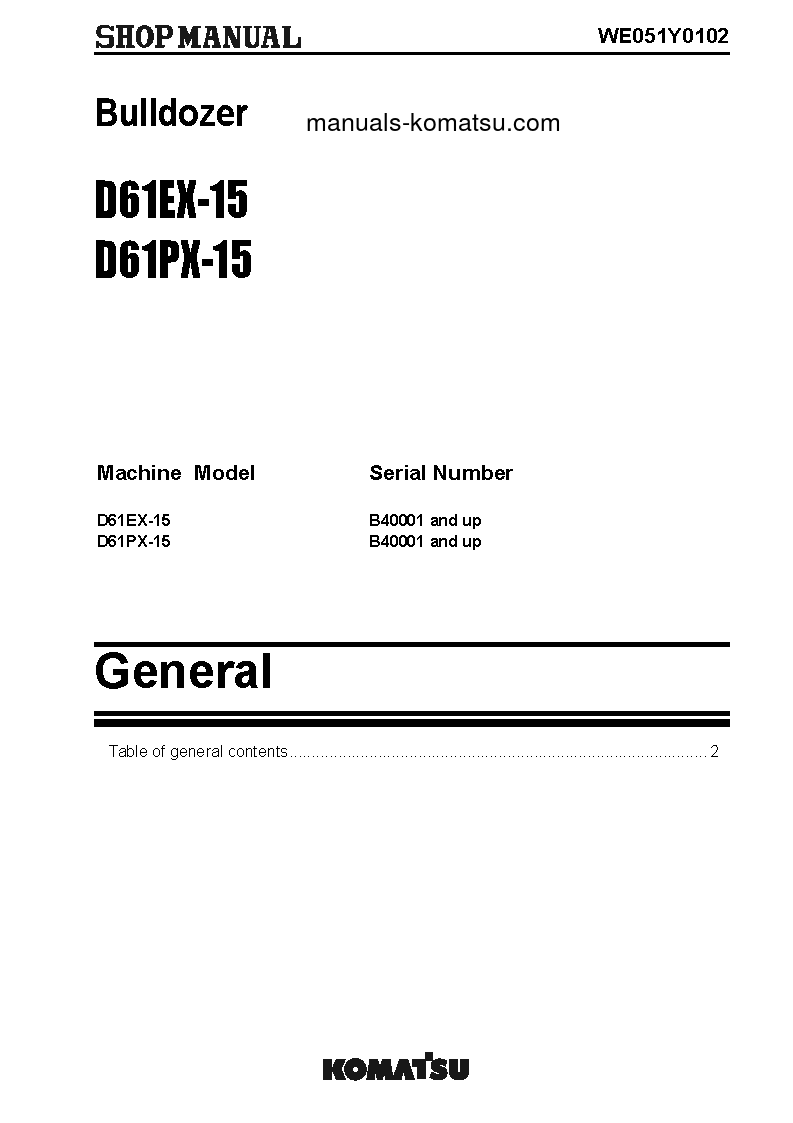 Protected: D61PX-15(BRA) S/N B40001-UP Shop (repair) manual (English)