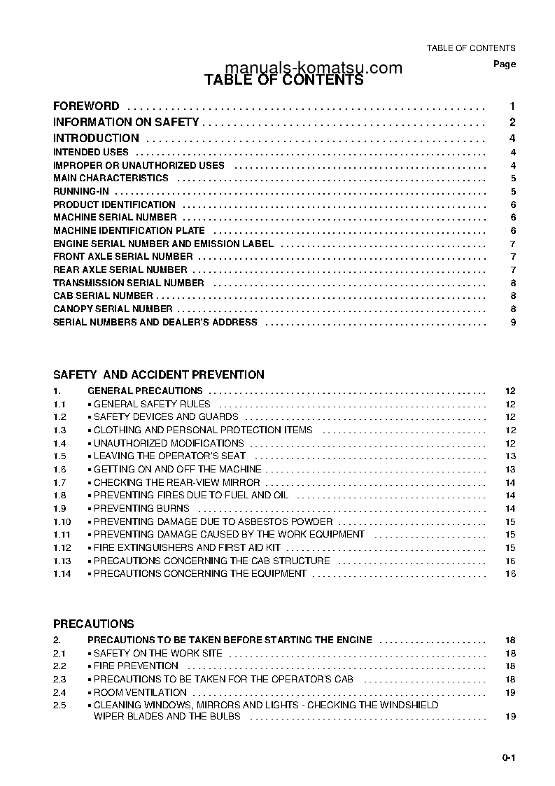 Protected: WB150-2(ITA) S/N 150F10001-150F10292 Operation manual (English)