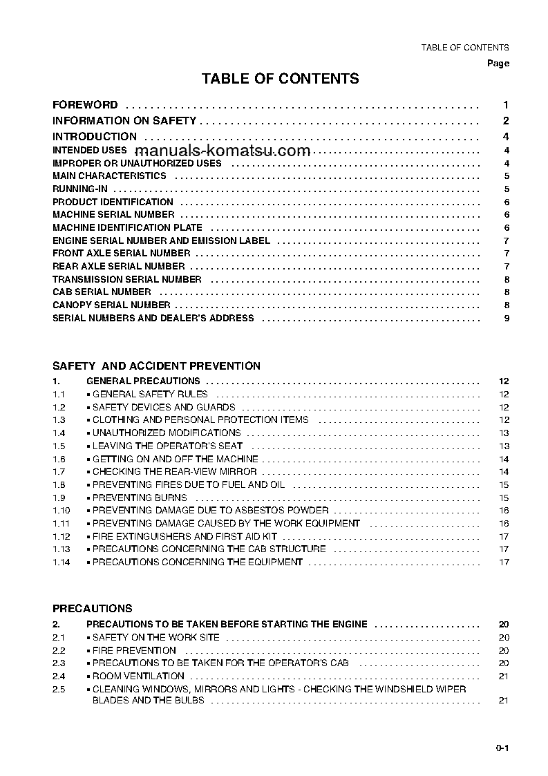 Protected: WB140PS-2(ITA) S/N 140F50092-140F50097 Operation manual (English)
