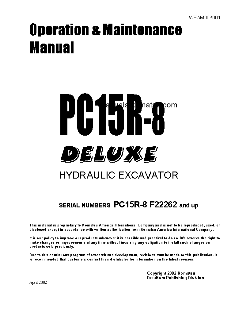 PC15R-8(ITA) S/N F22262-UP Operation manual (English)