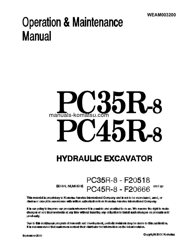 PC45R-8(JPN) S/N F20666-F21250 Operation manual (English)