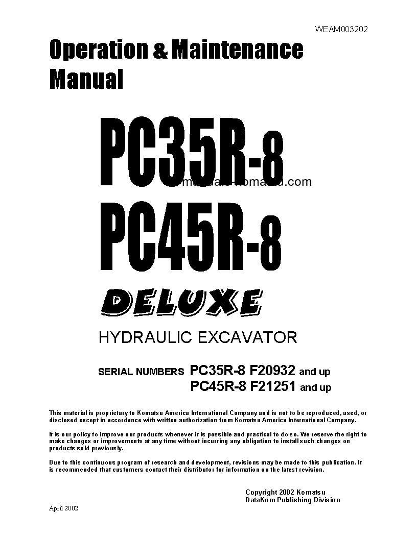 PC45R-8(JPN) S/N F21251-UP Operation manual (English)