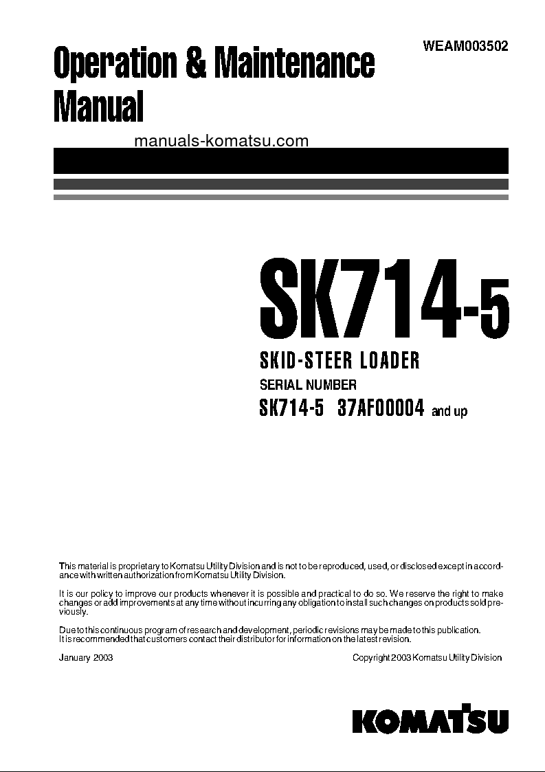 SK714-5(ITA)-/ S/N 37AF00004-37AF01700 Operation manual (English)