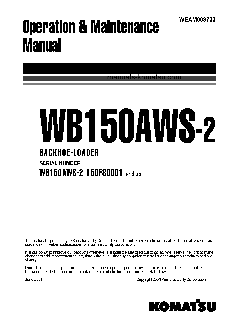 Protected: WB150AWS-2(ITA) S/N 150F80001-UP Operation manual (English)