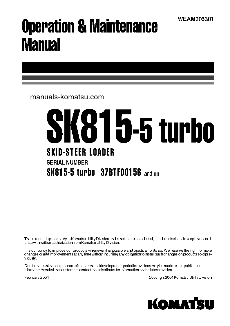 SK815-5(ITA)-TURBO S/N 37BTF00156-37BTF00223 Operation manual (English)