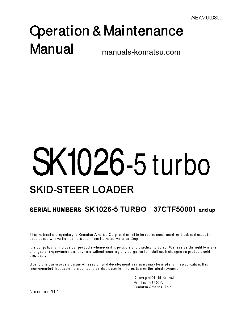 SK1026-5(ITA) S/N 37CTF50001-UP Operation manual (English)