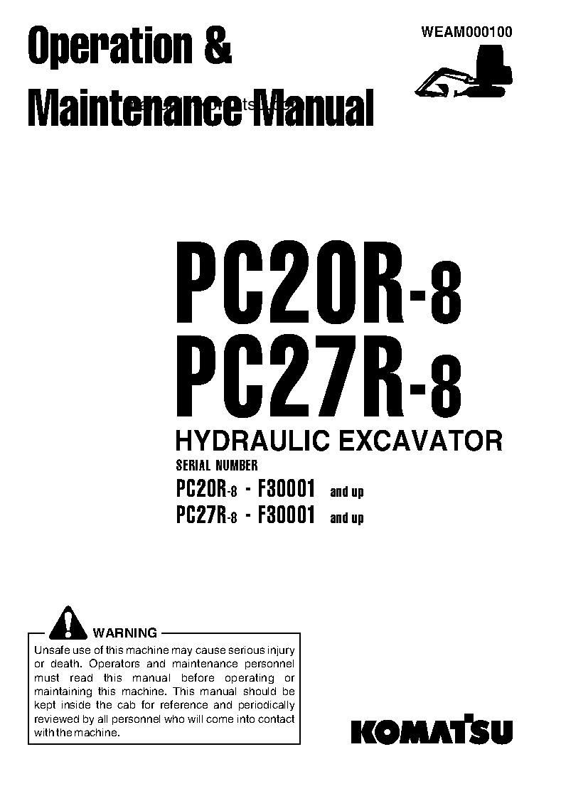 PC20R-8(ITA) S/N F30001-UP Operation manual (English)