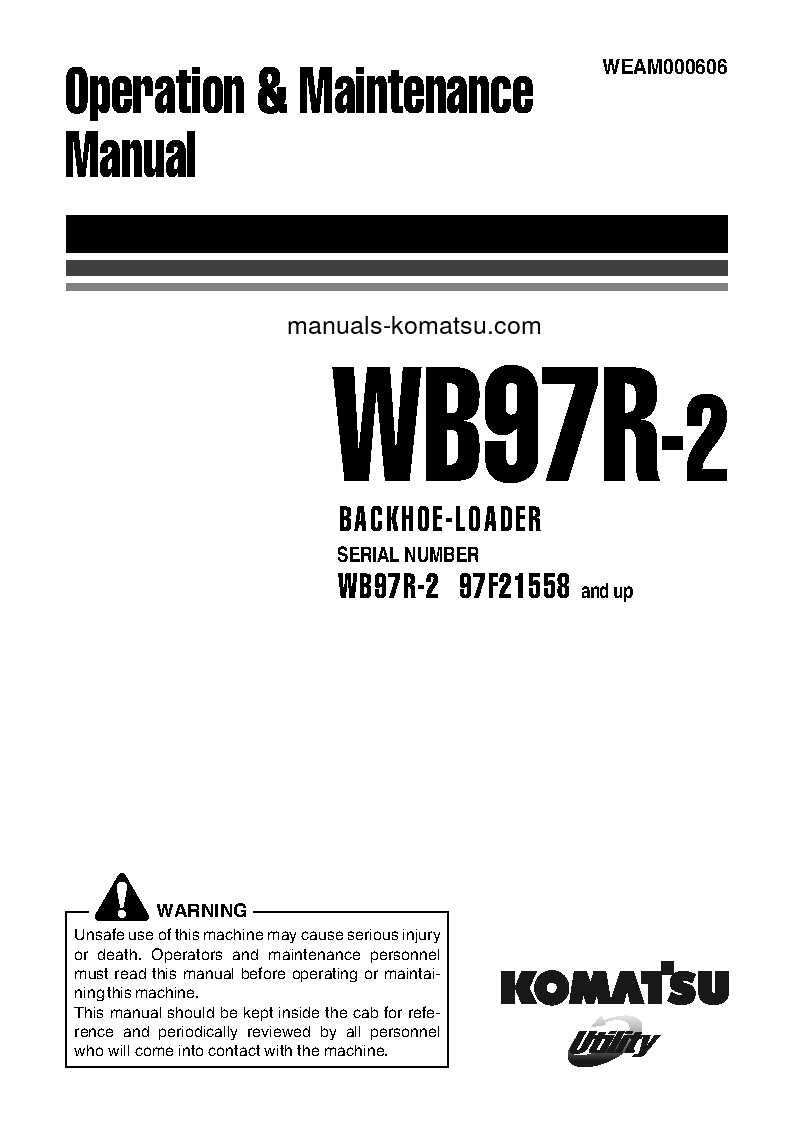 WB97R-2(ITA) S/N 97F21558-97F21751 Operation manual (English)
