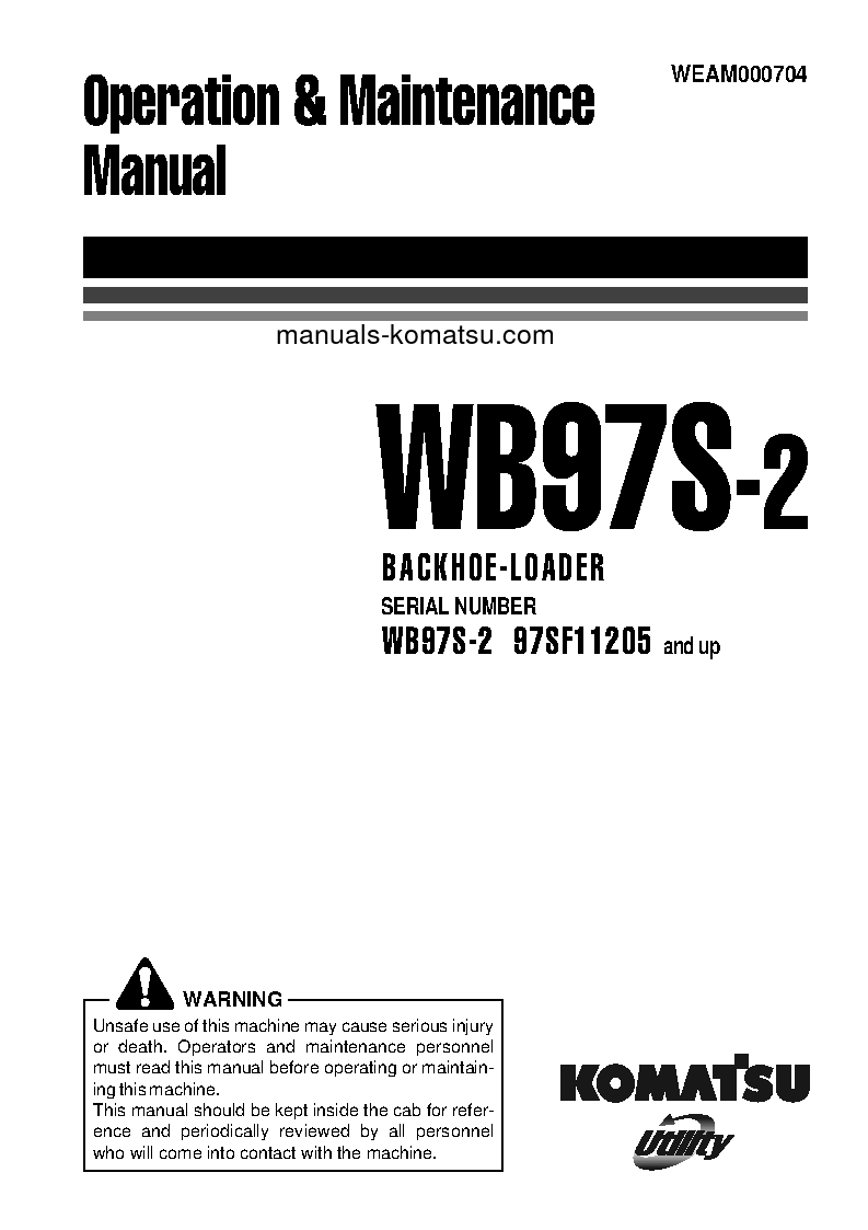 WB97S-2(ITA) S/N 97SF11205-97SF11372 Operation manual (English)