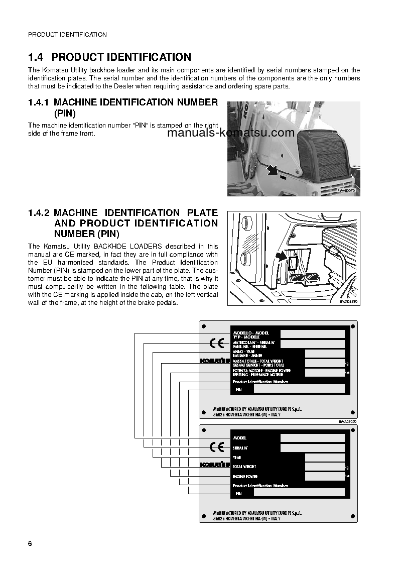 Protected: WB97S-2(ITA) S/N 97SF11373-97SF11640 Operation manual (English)