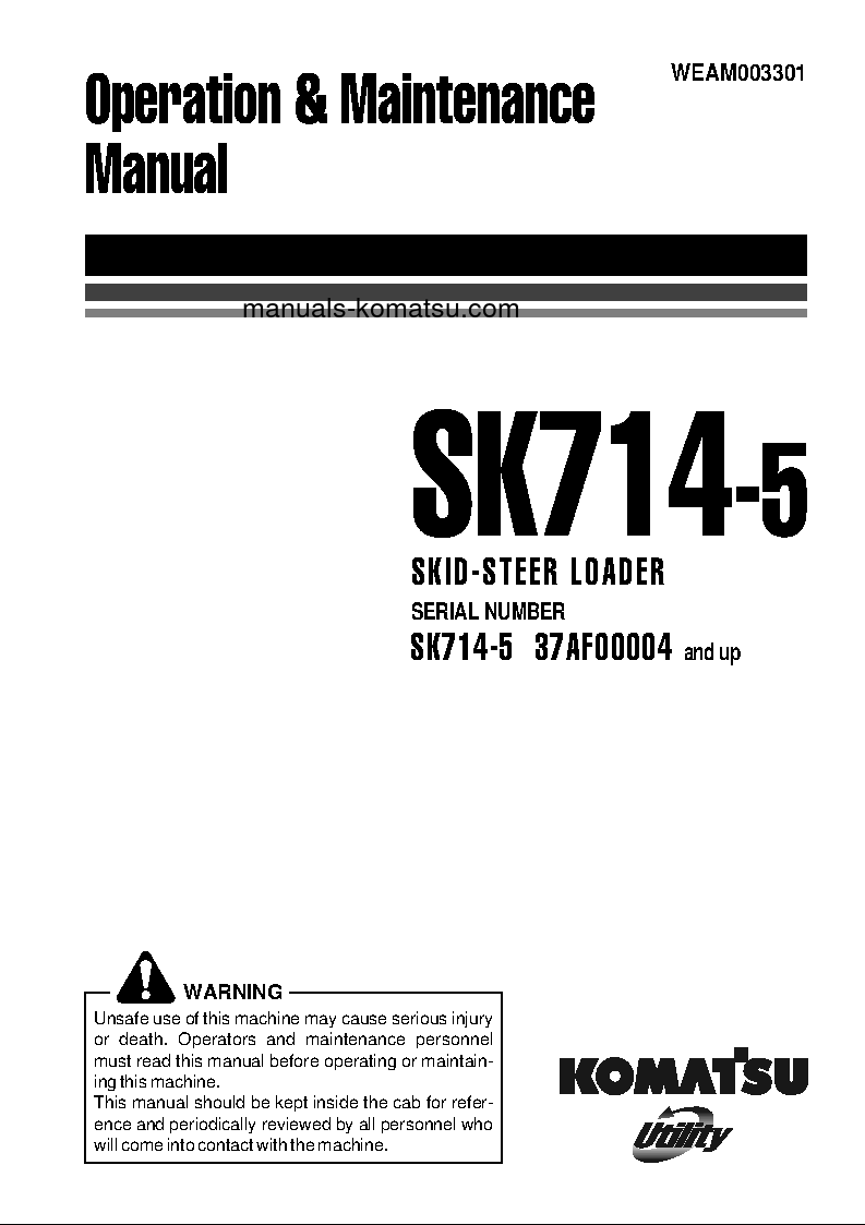 SK714-5(ITA)-/ S/N 37AF00004-37AF01875 Operation manual (English)