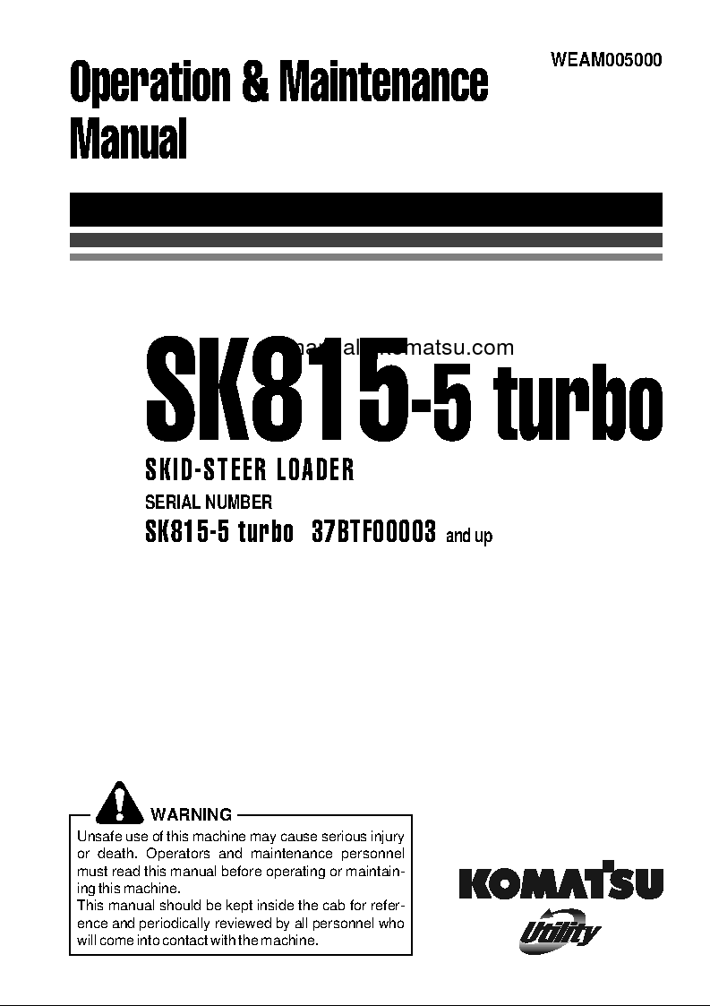 SK815-5(ITA)-TURBO S/N 37BTF00003-37BTF00223 Operation manual (English)
