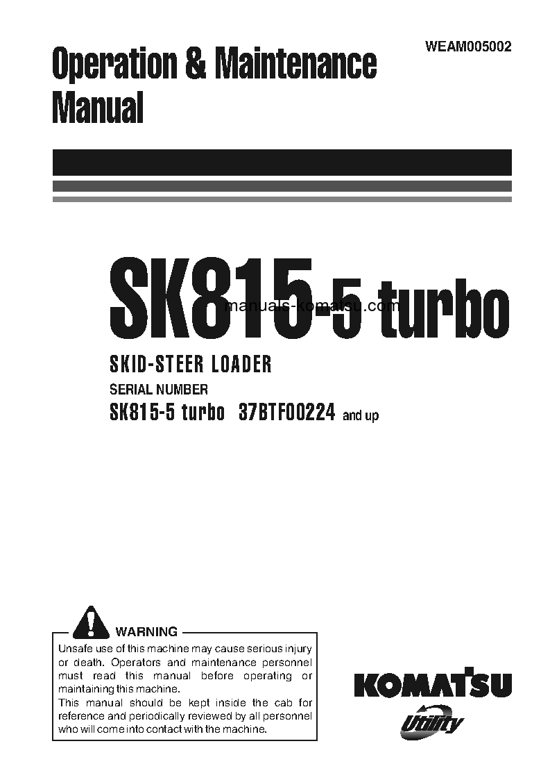 SK815-5(ITA)-TURBO S/N 37BTF00224-UP Operation manual (English)